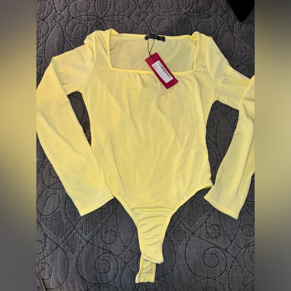 nasty gal NTW yellow bodysuit